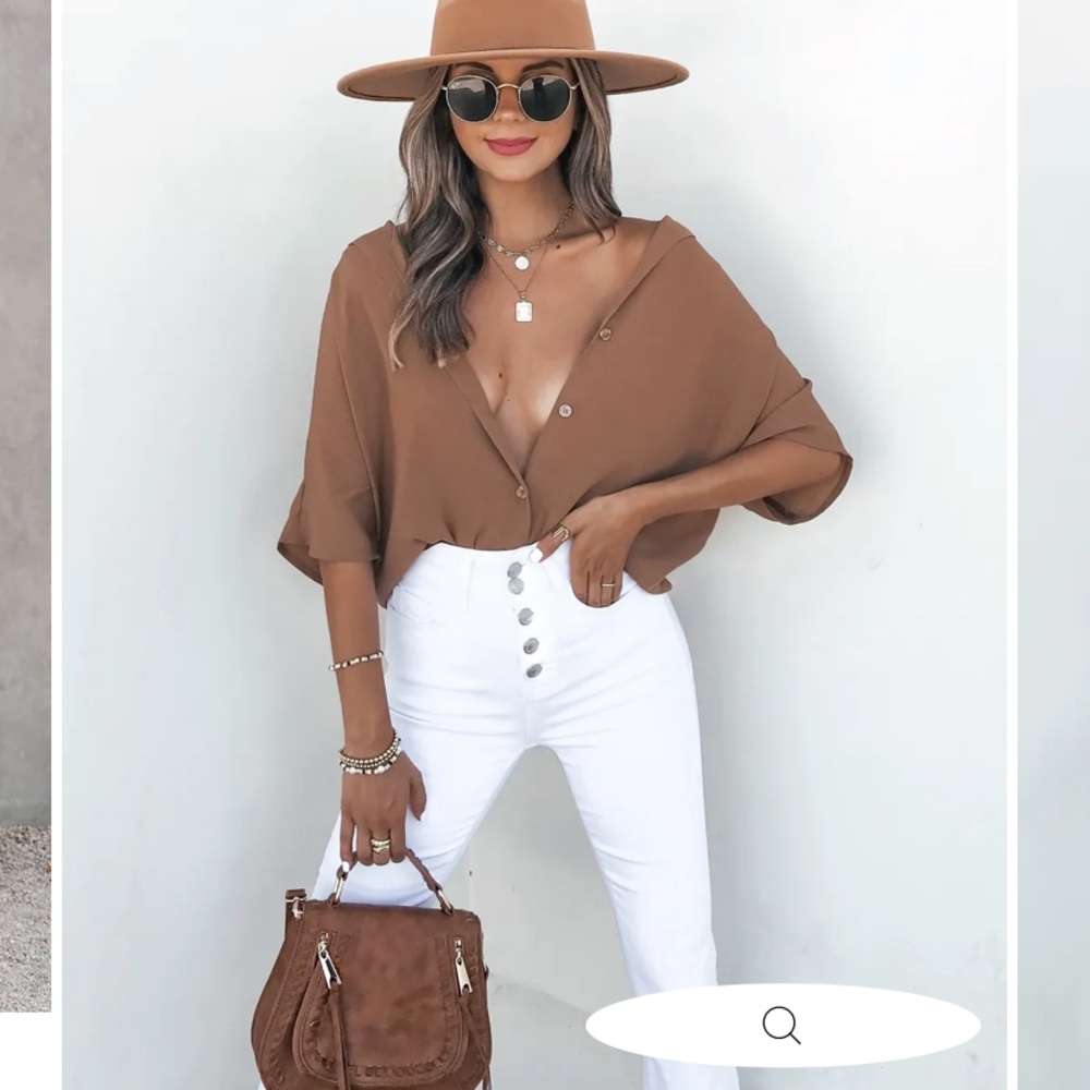 VICI Brown Evelin Button Down Blouse NWOT